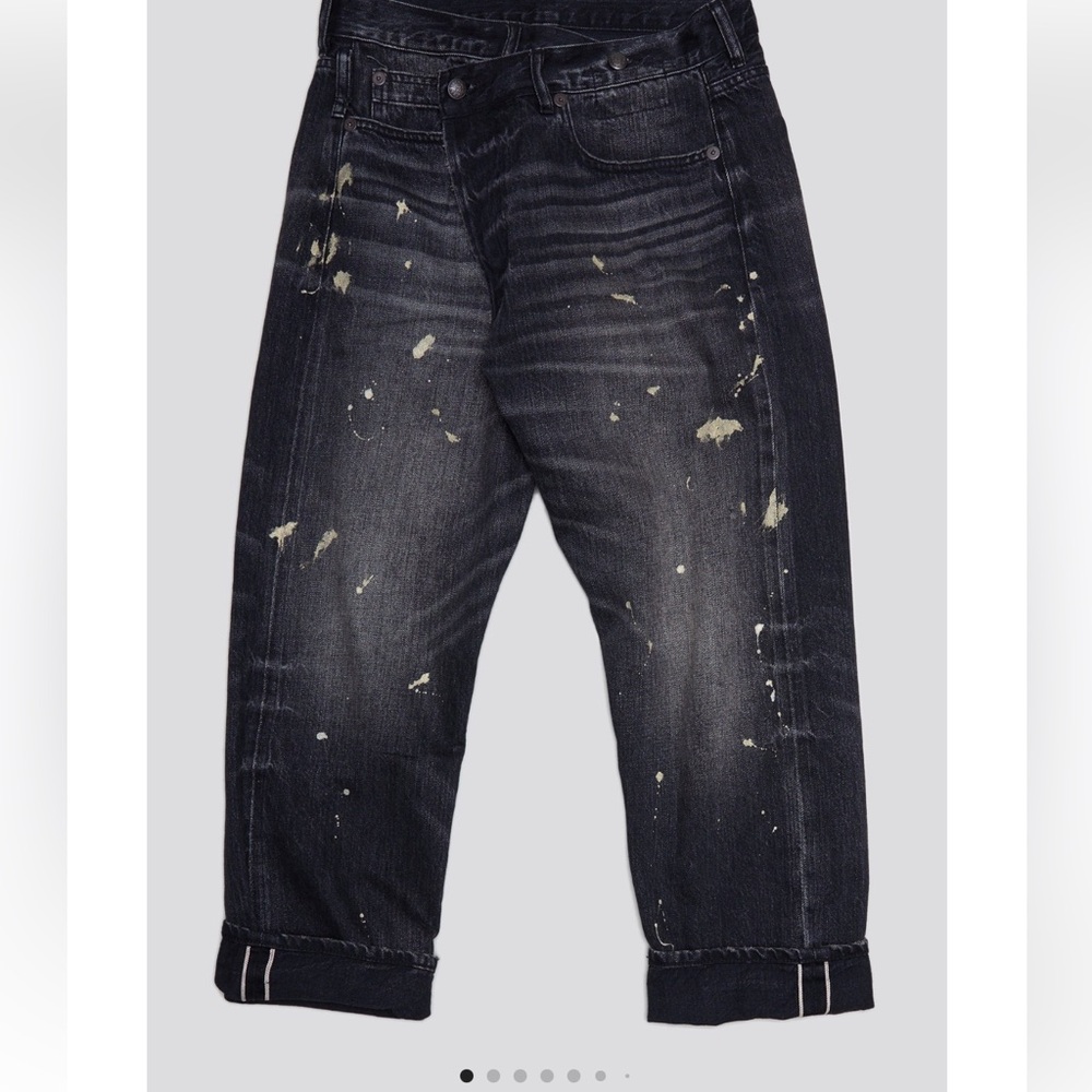 NWT R13 GOLD SPLATTER CROSSOVER JEAN - ETON SELVEDGE BLACK, 28 - Picture 8 of 9